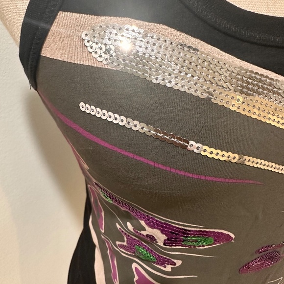 Mango MNG Jeans Tank Top with Sequins Design, Size XS/S - Picture 3 of 4